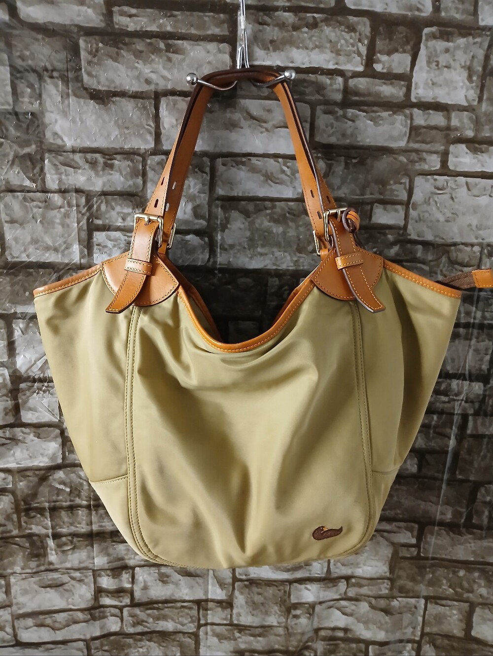 Dooney & Bourke Olive Tote with Tan Leather Trim - Classic Everyday Shoulder Bag